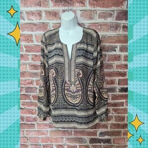Women's DANIEL RAINN Lightweight Sheer Boho Floral Top Large
